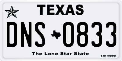 TX license plate DNS0833