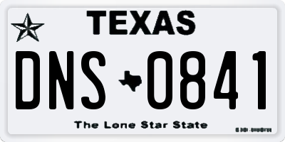 TX license plate DNS0841