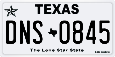 TX license plate DNS0845