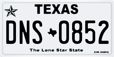 TX license plate DNS0852