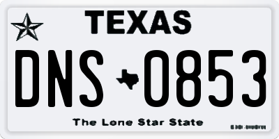TX license plate DNS0853
