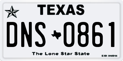 TX license plate DNS0861