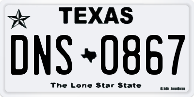 TX license plate DNS0867