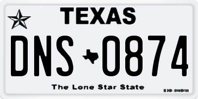 TX license plate DNS0874