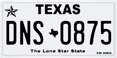TX license plate DNS0875