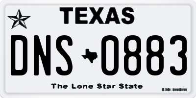 TX license plate DNS0883