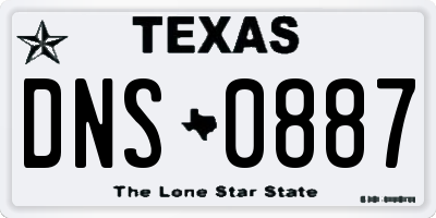 TX license plate DNS0887