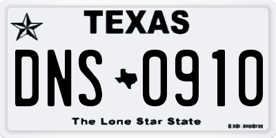 TX license plate DNS0910