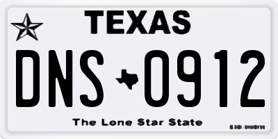 TX license plate DNS0912