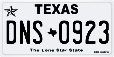TX license plate DNS0923