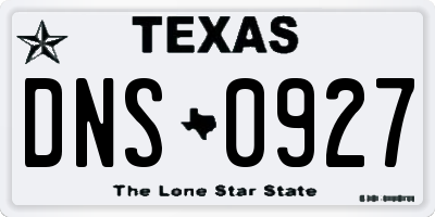 TX license plate DNS0927