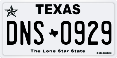 TX license plate DNS0929