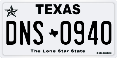 TX license plate DNS0940