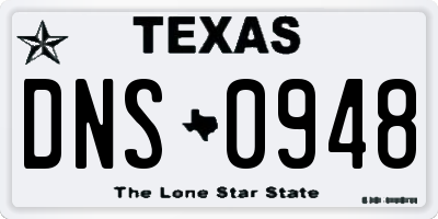 TX license plate DNS0948