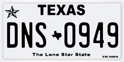 TX license plate DNS0949