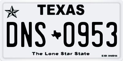 TX license plate DNS0953