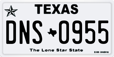 TX license plate DNS0955