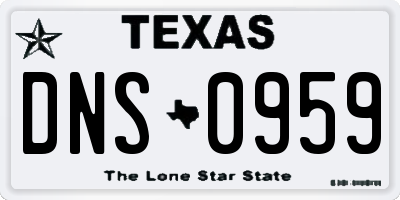 TX license plate DNS0959