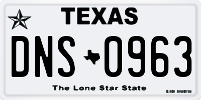 TX license plate DNS0963