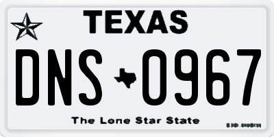 TX license plate DNS0967