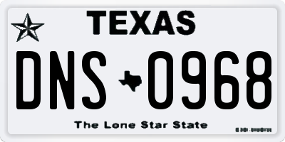 TX license plate DNS0968