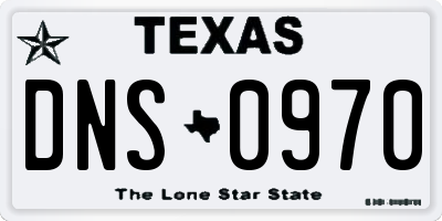 TX license plate DNS0970