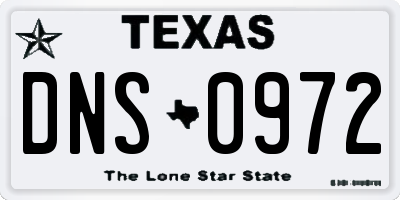 TX license plate DNS0972
