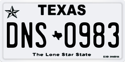 TX license plate DNS0983