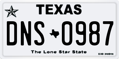 TX license plate DNS0987