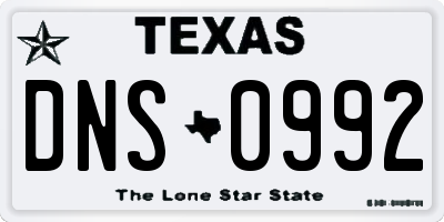 TX license plate DNS0992