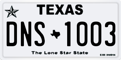 TX license plate DNS1003