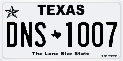 TX license plate DNS1007