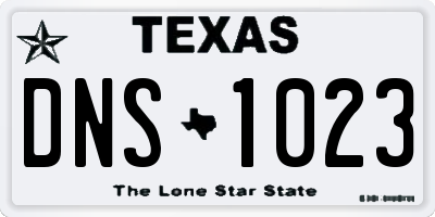 TX license plate DNS1023