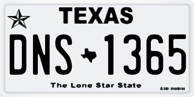 TX license plate DNS1365