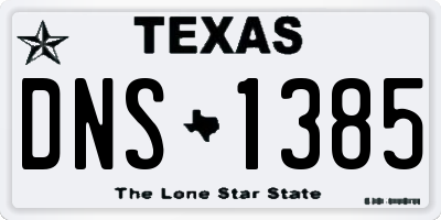 TX license plate DNS1385