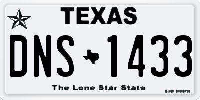 TX license plate DNS1433
