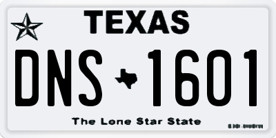 TX license plate DNS1601