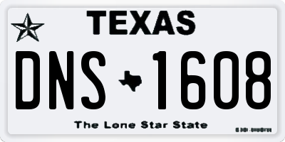 TX license plate DNS1608