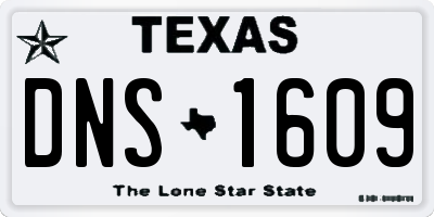 TX license plate DNS1609