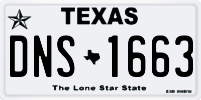 TX license plate DNS1663
