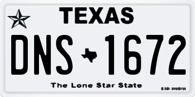 TX license plate DNS1672