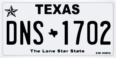 TX license plate DNS1702