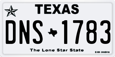 TX license plate DNS1783