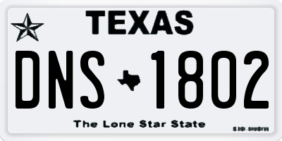 TX license plate DNS1802
