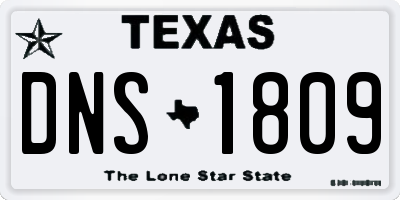 TX license plate DNS1809