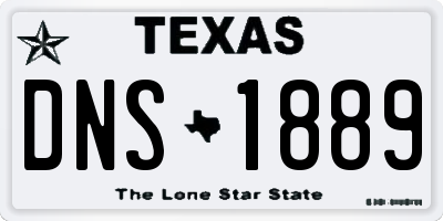 TX license plate DNS1889
