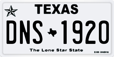 TX license plate DNS1920