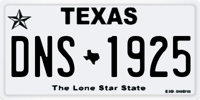 TX license plate DNS1925