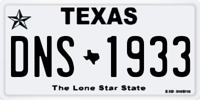 TX license plate DNS1933