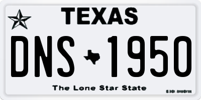 TX license plate DNS1950